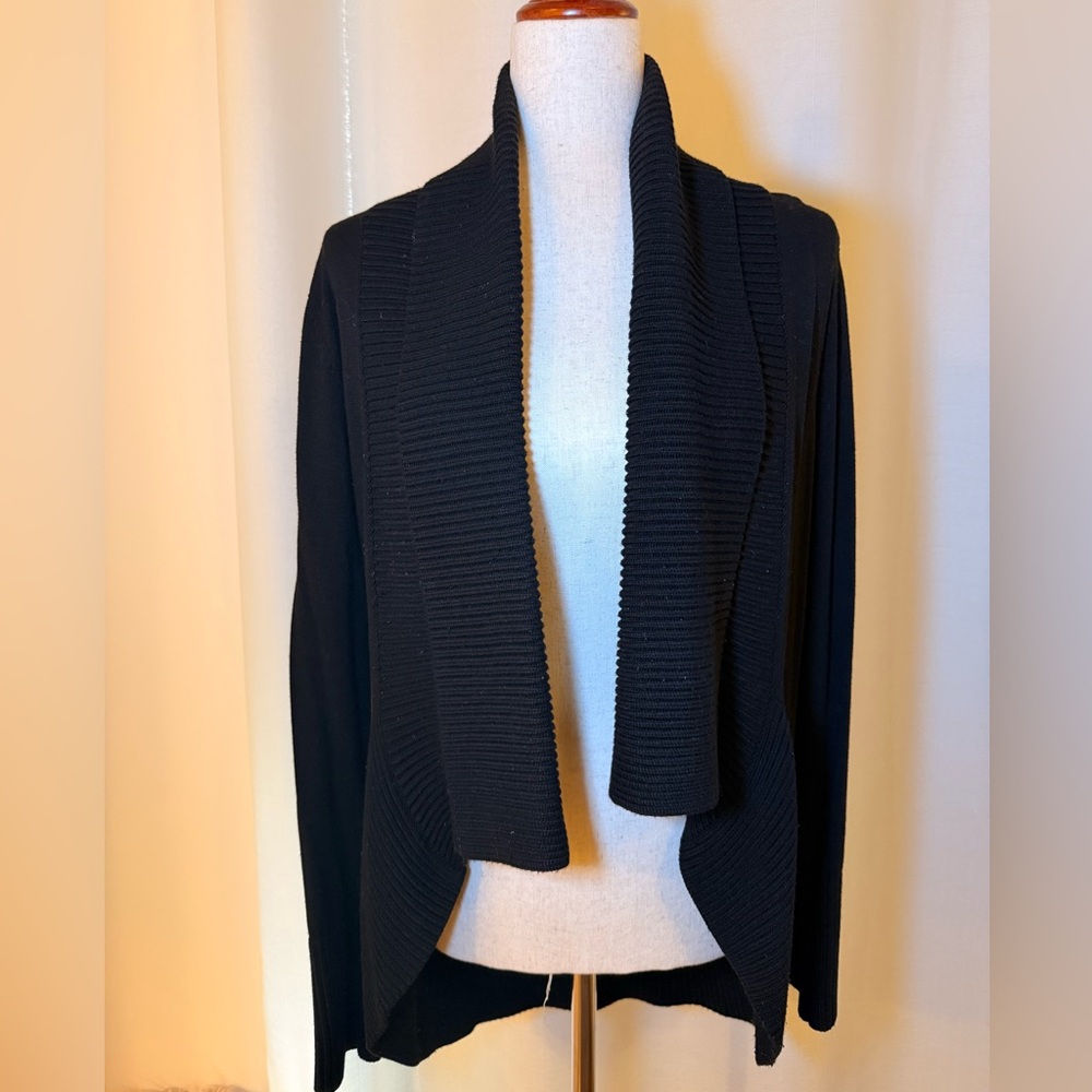 INC International Concepts Black Ribbed Cardigan
